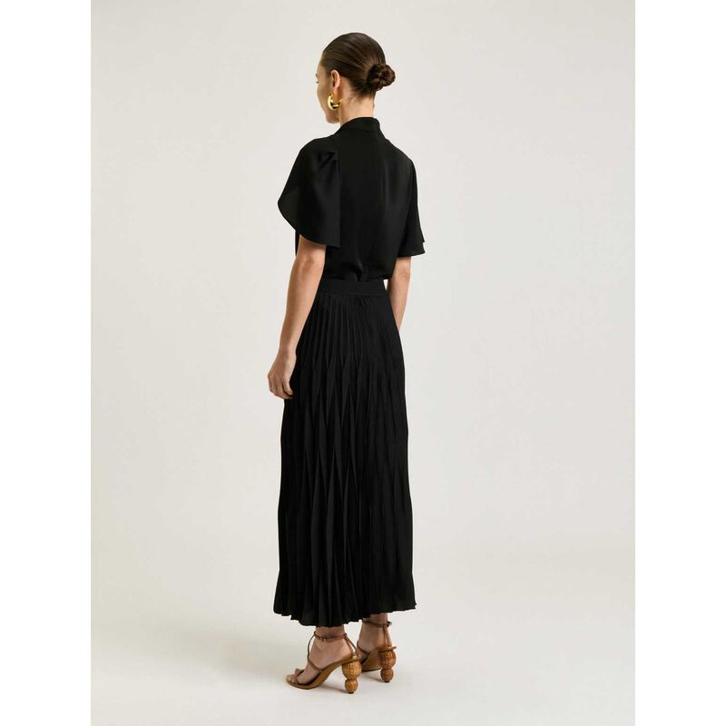 Veronika Maine Satin Georgette Pleated Midi Skirt image number 1